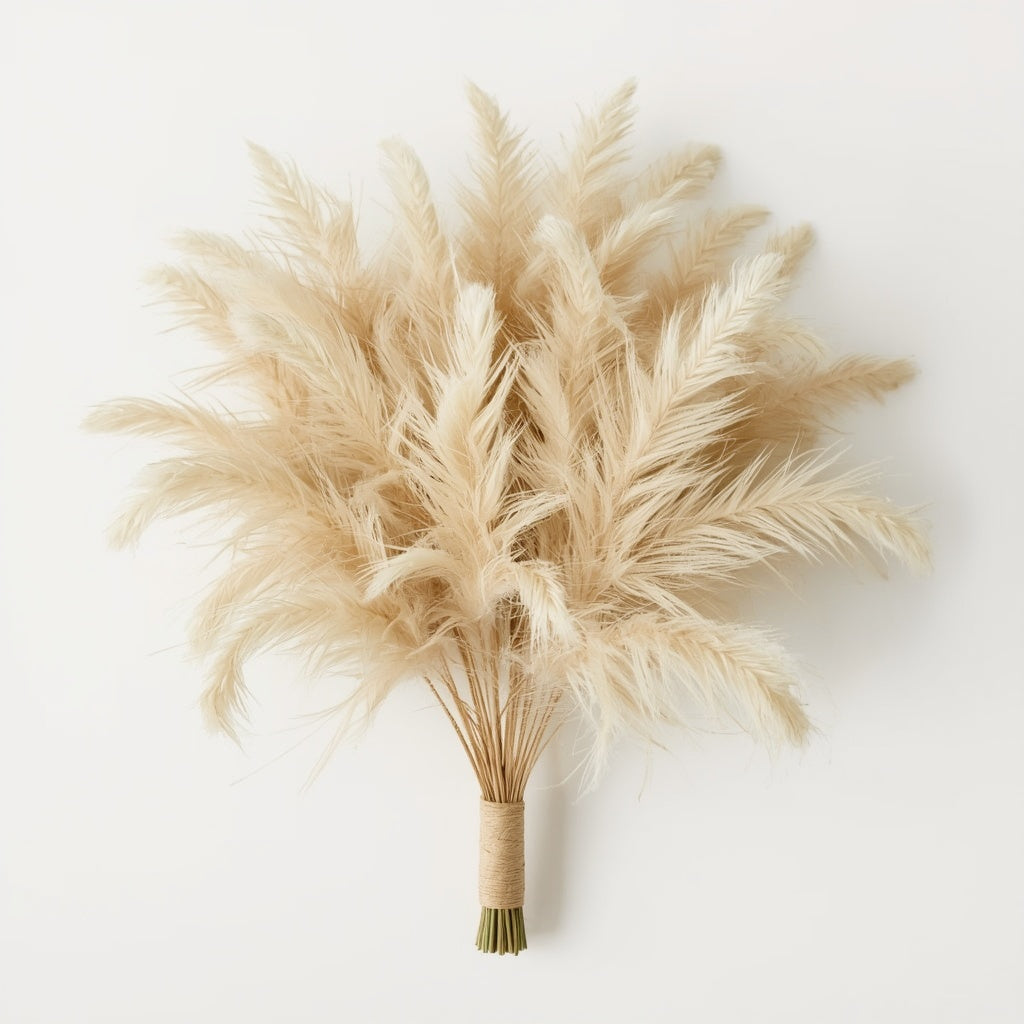 Pampas & Neutral Dried Flower Bouquet – Pampas Grass, Palm Leaves & Bunny Tails, 60 cm