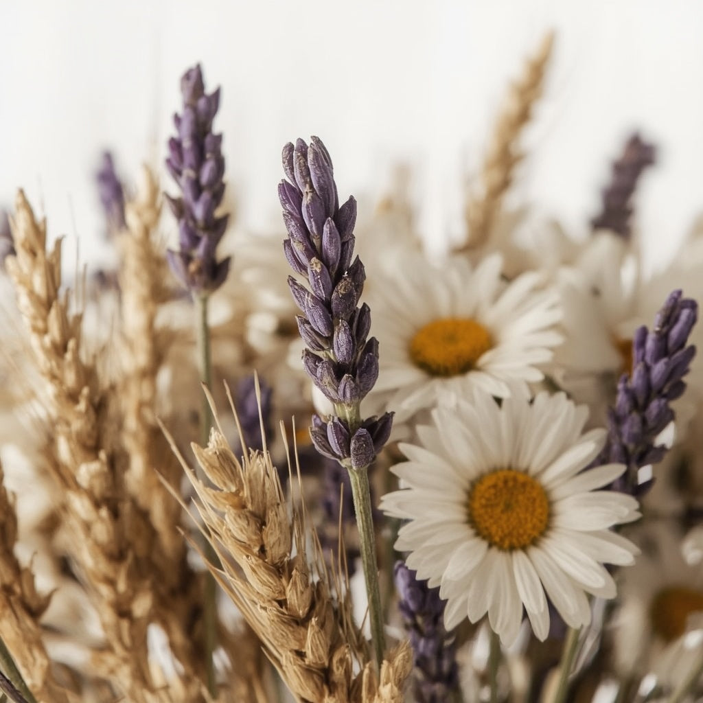 Wildflower Meadow Dried Flower Bouquet – Lavender, Daisies, Wheat & Gypsophila, 50 cm