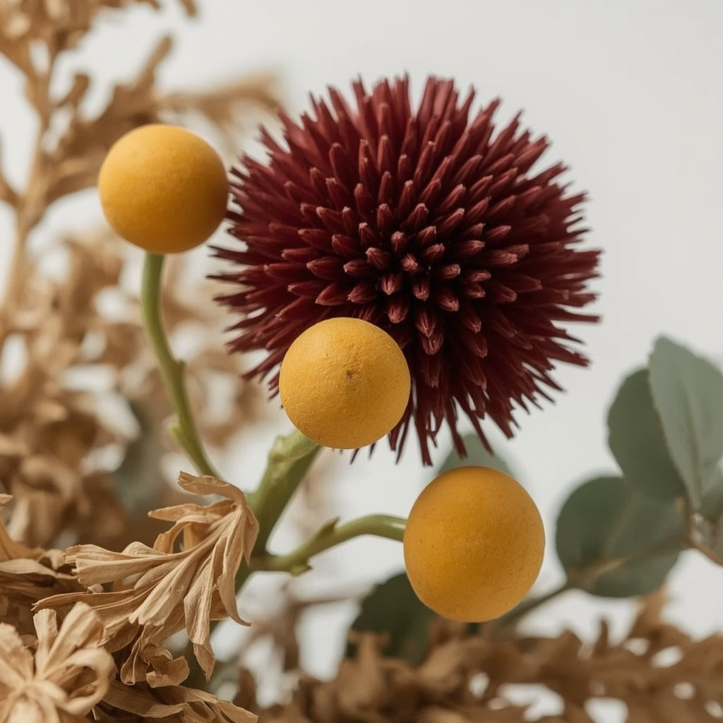 Autumn Harvest Dried Flower Bouquet – Wheat, Strawflowers & Eucalyptus, 55 cm