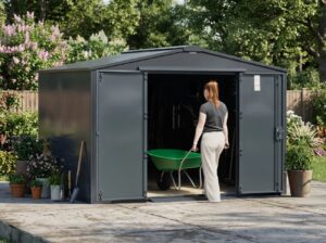 Asgard Garrison 10x7ft Metal Workshop Shed (3.11 x 2.19m) - Police Preferred Specification - Grey