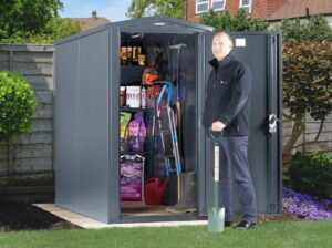 Asgard Sentry 3x7ft Slimline Metal Shed (1.06 x 2.23m) - 3-Point Locking - Grey