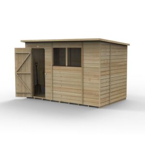Forest Garden Beckwood 10x6ft Wooden Shiplap Pent Shed (3.11 x 2.05m) - 2 Windows