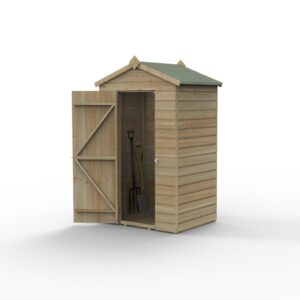 Forest Garden Beckwood 4x3ft Wooden Shiplap Apex Shed (1.34 x 1.00m) - No Windows