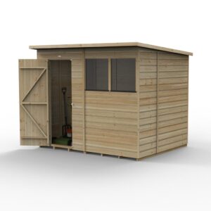 Forest Garden Beckwood 8x6ft Wooden Shiplap Pent Shed (2.52 x 2.02m) - 2 Windows