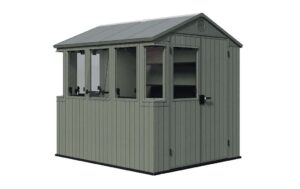 Keter Darwin 6x8ft Plastic Apex Potting Shed (1.90 x 2.44m) - Green