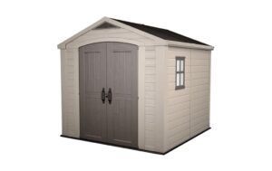 Keter Factor 8x8ft Plastic Apex Shed (2.55 x 2.55m) - Brown