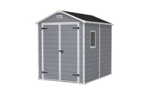 Keter Manor 6x8ft Plastic Apex Shed - Double Door - Grey