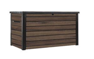 Keter Ontario 870L Plastic Storage Box (4.8 x 2.7ft / 1.47 x 0.83m) - with Divider - Rosewood