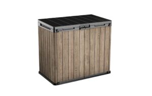 Keter Signature 1150L Plastic Horizontal Storage Shed (4.6 x 2.7ft / 1.41 x 0.82m) - Ashwood Brown