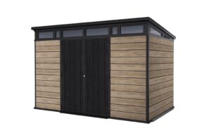 Keter Signature 11x7ft Plastic Pent Shed (3.42 x 2.18m) - Ashwood Brown