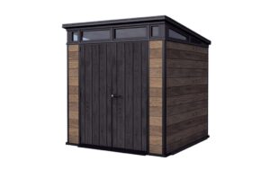 Keter Signature 7x7ft Plastic Pent Shed (2.16 x 2.18m) - Walnut Brown