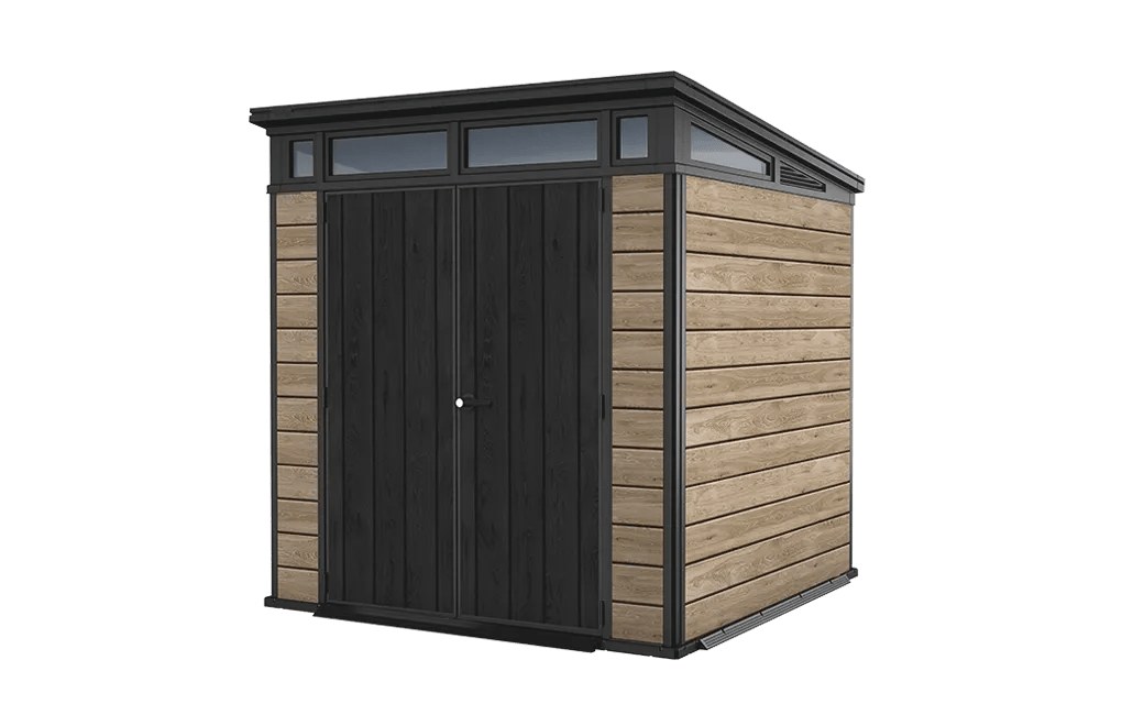 Keter Signature 7x7ft Plastic Pent Shed (2.16 x 2.18m) - Ashwood Brown