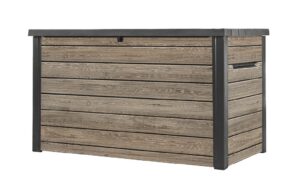 Keter Signature 870L Plastic Storage Box (4.8 x 2.7ft / 1.47 x 0.83m) - Ashwood Brown