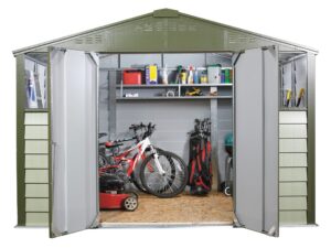 Trimetals Titan 108 10x8ft Metal Apex Shed (3.31 x 2.52m) - Two Tone Green