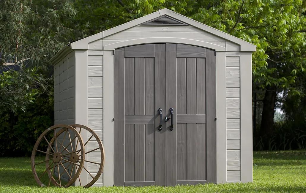 Keter Factor 8x11ft Plastic Apex Shed (2.57 x 3.31m) - Brown