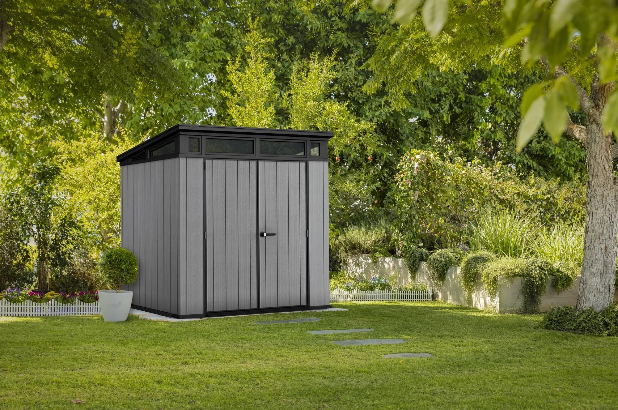 Keter Artisan 2.0 7x7ft Plastic Pent Shed (2.16 x 2.18m) - Grey