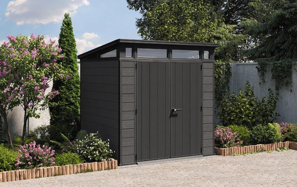 Keter Cortina 7x7ft Plastic Pent Shed (2.16 x 2.18m) - Grey