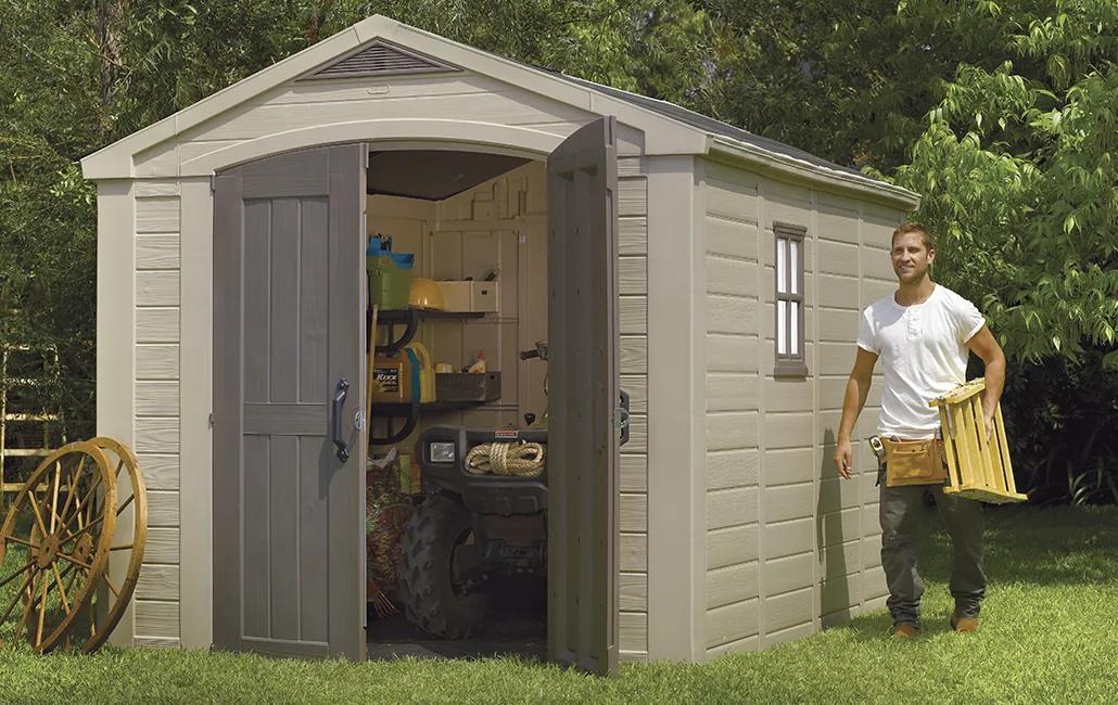 Keter Factor 8x11ft Plastic Apex Shed (2.57 x 3.31m) - Brown