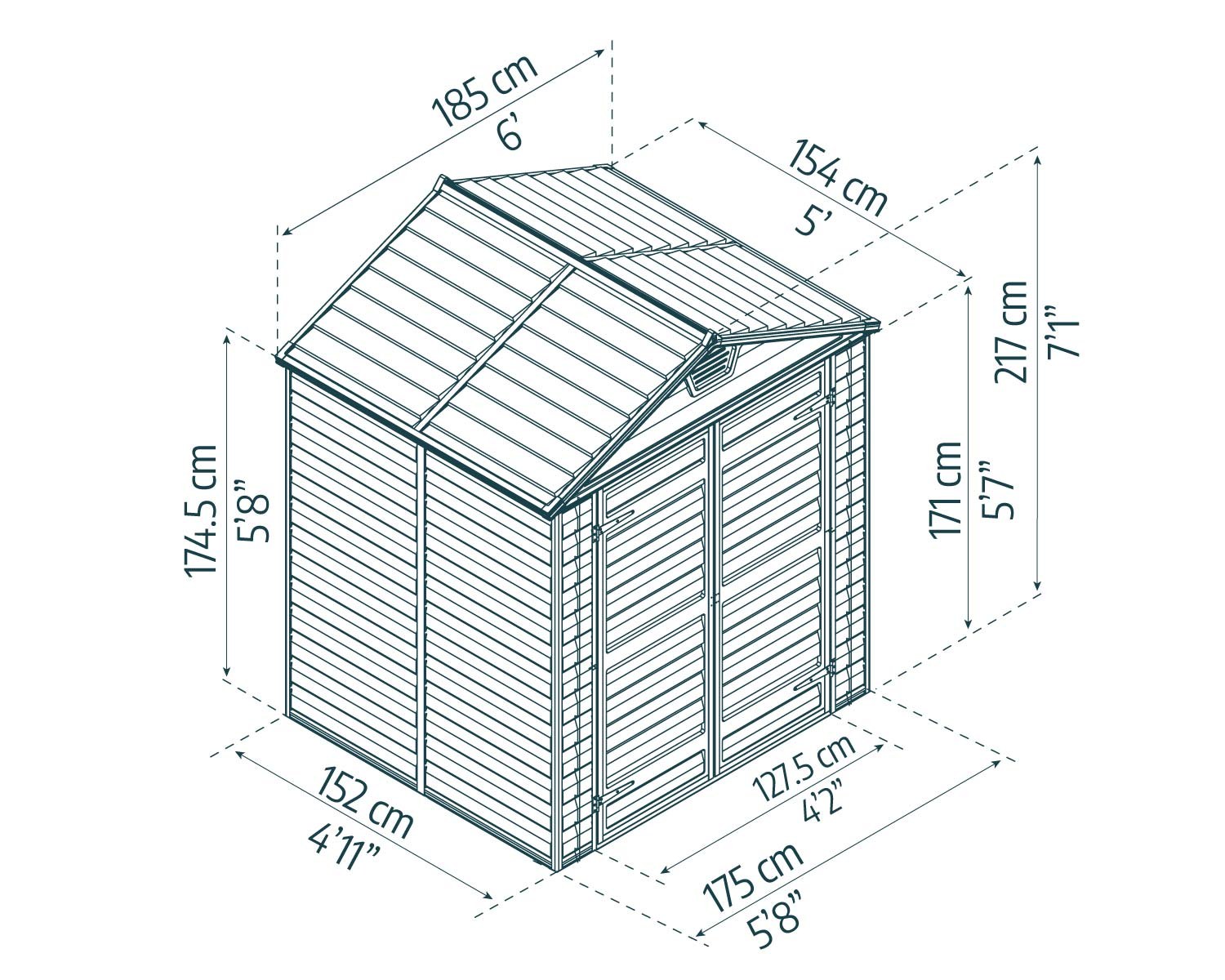 Palram - Canopia Skylight 6x5ft Polycarbonate Shed (1.85 x 1.54m) - Grey