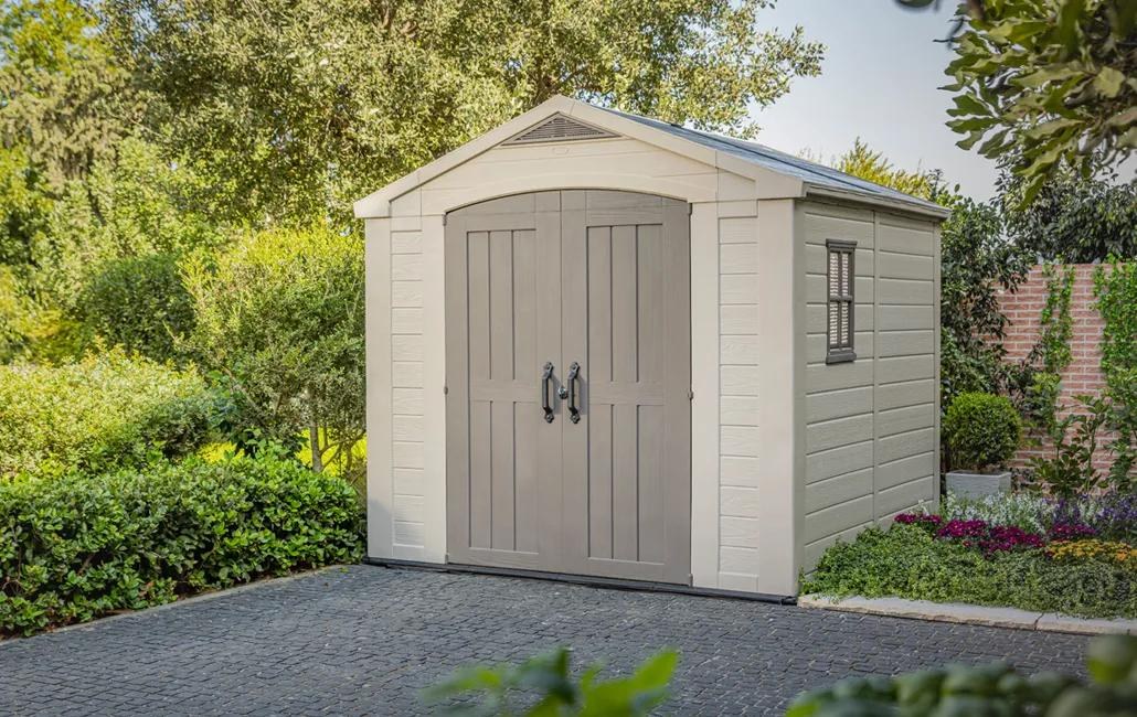 Keter Factor 8x8ft Plastic Apex Shed (2.55 x 2.55m) - Brown