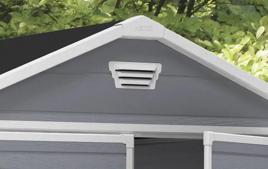 Keter Manor 6x8ft Plastic Apex Shed (1.83 x 2.44m) - Double Door - Grey