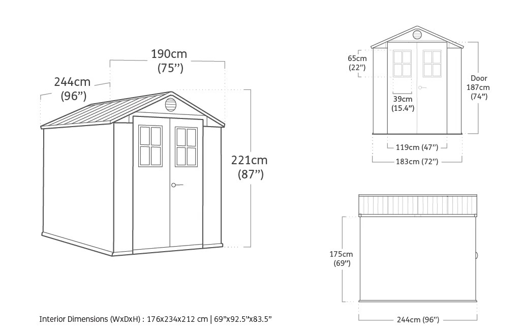 Keter Darwin Carolina 6x8ft Plastic Apex Shed (1.90 x 2.44m)