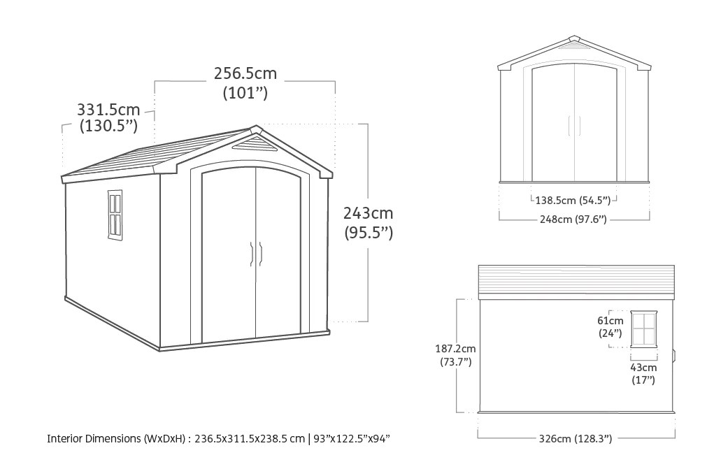 Keter Factor 8x11ft Plastic Apex Shed (2.57 x 3.31m) - Brown