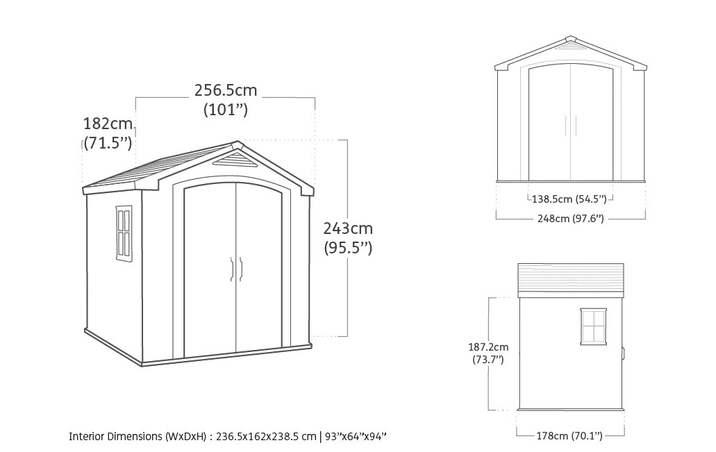 Keter Factor 8x6ft Plastic Apex Shed (2.57 x 1.82m) - Brown