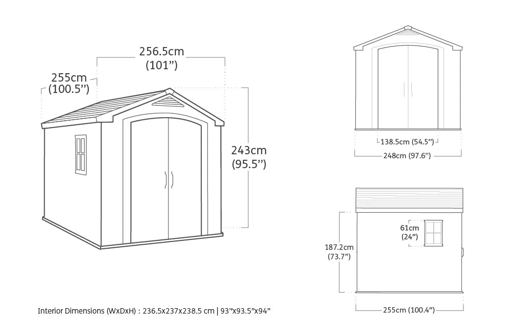 Keter Factor 8x8ft Plastic Apex Shed (2.55 x 2.55m) - Brown