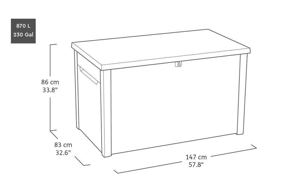 Keter Java XXL 870L Plastic Storage Box (4.8 x 2.7ft / 1.47 x 0.83m) - Graphite